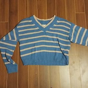 Blue and pink cropped sweater
